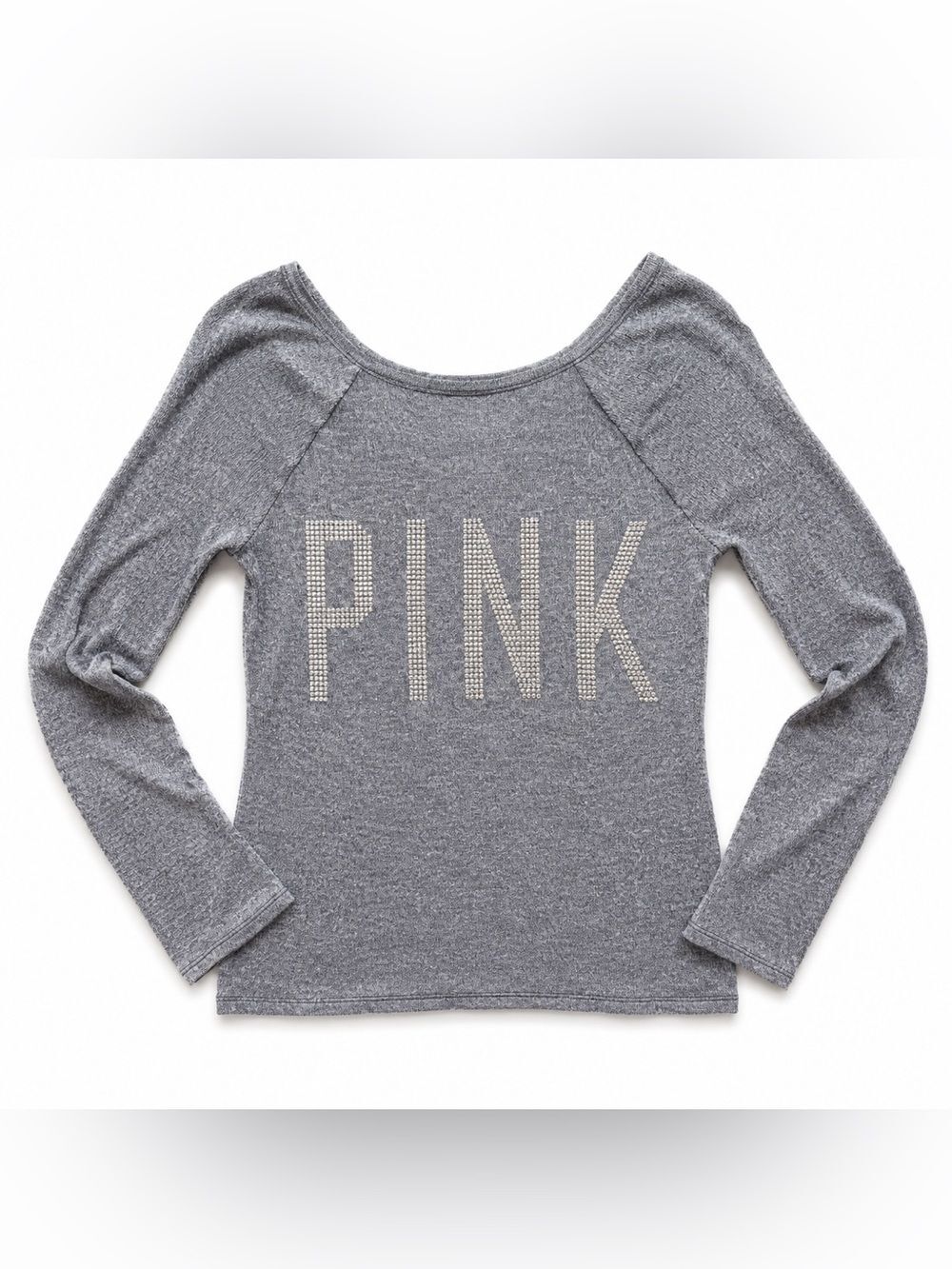 PINK Victoria’s Secret Studded Logo Long Sleeve Knit Top XS Y2K